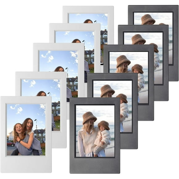 czcpp-Mini Picture Frames for Fujifilm Instax Mini 12/11/9/8/7+/EVO Instant Camera 3" Photos - Polaroid 2x3 Photo Frame Black & Gray Small Wallet Frames (10 Pack)
