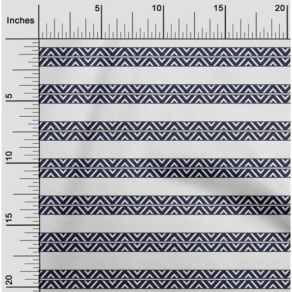 oneOone Cotton Silk Navy Blue Fabric Stripe & Chevron Geometric Quilting Supplies Print Sewing Fabric By The Yard 42 Inch Wide