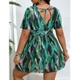 thumbnail image 4 of HOMBOM Swimsuit for Women Plus Size Swim Dress with Boy Shorts Floral Print Beachwear Adults Bathing Suits Green, 4 of 9