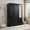 Black, variant on Demi Bonn 4-Door Wooden Wardrobe with Full-Length Mirror, LED Motion Sensor Light & 2 Drawers, Modern Closet Storage Cabinet for Bedroom, Black