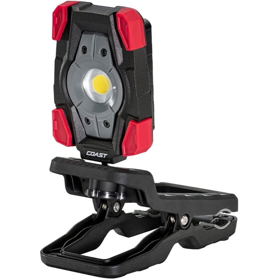 CL20R 1750 Lumen Rechargeable Dual Power Rotating LED Magnetic Clamp Light with Wide Angle Flood Beam, Black/Red