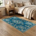thumbnail image 2 of ODIKA 5'x7' Washable Area Rug Non-Slip, Chair-Friendly Coral Seashell Motifs Bathroom Reef Nautical Wave Starfish Ocean Refined for Dining Room, Under Table, Home Office, 2 of 7