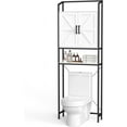 thumbnail image 7 of HAUXITIO Over The Toilet Storage Cabinet, Bathroom Space Saving Toilet Shelf with 2 Doors and 3 Adjustable Shelf, White, 7 of 7