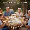 thumbnail image 2 of Round Outdoor Tablecloth with Umbrella Hole and Zipper, Shabby Burnt Orange Fitted Table Cover with Elastic Edge for 36-44 Inch, Oil Painting Vintage Art Brown White Waterproof Patio Tablecoths, 2 of 9