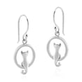 thumbnail image 5 of Cute Kitty Cat Sitting in Circle .925 Sterling Silver Dangle Earrings for Female Adult, 5 of 5