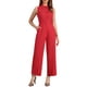 thumbnail image 2 of INSPIRAR CHIC Mono sin mangas con botón y lazo en la cintura para mujer, XS, rojo, 2 of 6