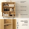 thumbnail image 3 of EYYTHUNG Modern Fluted Medicine Cabinet Storage, Wooden Bathroom Wall Cabinet with Hanging Rod Adjustable Shelf, Natural Oak, 3 of 9