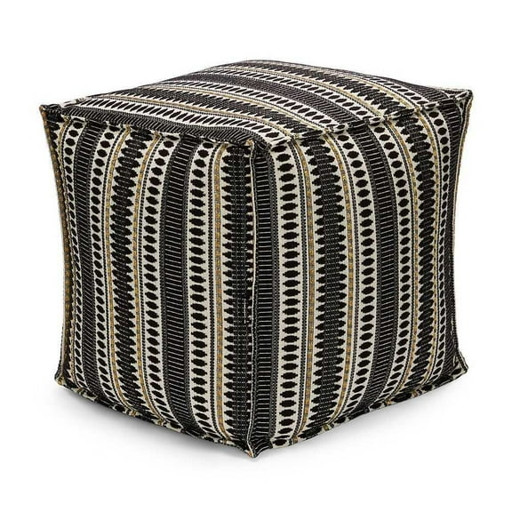 Bloomingdale’s Sky Stripe 16″ x 16″ x 16″ Pouf BLACK Bedding