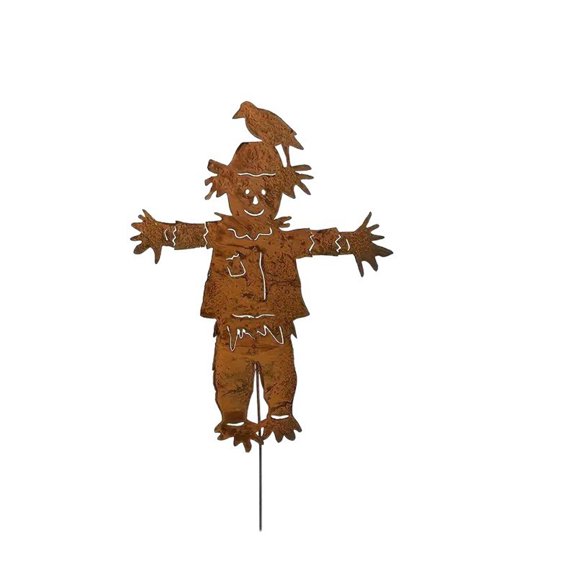 Hotpom Rustic Metal Scarecrow Garden Stake, Perfect for Yard, Lawn and Outdoor Landscape Decor, Holiday Outside Garden Lawn Pathway Decoration