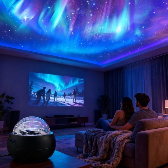 Bedroom Ceiling Light Projector with Remote Control, 2-In-1 Ambient Night Light for Kids and Teens