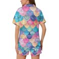 thumbnail image 2 of SKQIT Womens Short Sleeve Pajama Sets, 2 Piece Cute Print Soft Satin Button Down Shirt and Shorts Sleepwear Sets, 2 of 8