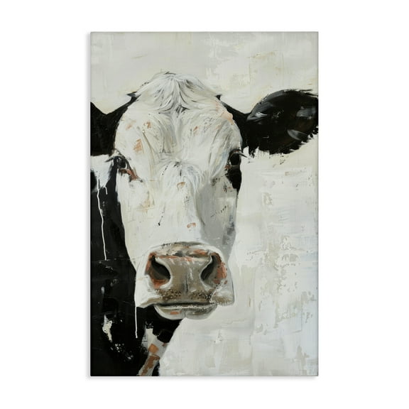 Stupell Industries Up Close Cow Animals & Insects Painting Gallery Wrapped Canvas Art Print Wall Art, 16 x 24