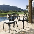 thumbnail image 4 of Nuu Garden Outdoor Metal Bistro Set 3 Piece, All Weather Cast Aluminum Patio Bistro Set Patio Table and Chairs Set of 2 with Umbrella Hole and Grey Cushions for Backyard, Balcony, Lawn, Black, 4 of 10