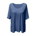 thumbnail image 6 of Otvok Womens Plus T-Shirt Summer Casual Loose Short Sleeve Solid Color Loose Pocket Tops, 6 of 6