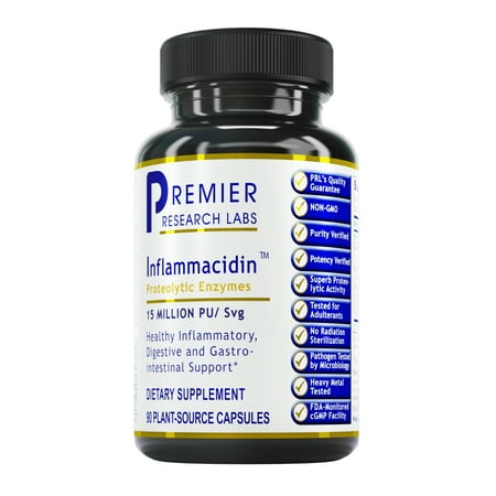 Premier Research Labs Inflammacidin - Supports GI & Digestive Health* - Enzymes for Digestion - Vegan & Organic Ingredients - 90 Plant-Source Capsules