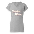 thumbnail image 2 of Wild Bobby Twirler Mom Girl Sports Women Standard V-Neck Tee, Heather Grey, Small, 2 of 5