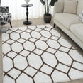 thumbnail image 1 of AIR-Gugutea 9x12 Area Rug, Geometric Fluffy Rugs for Living Room, Non-Slip Foldable Large Carpets, Modern Fuzzy Floor Carpet for Kids Room Home Decorative White/Khaki, 1 of 4