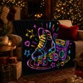thumbnail image 3 of Retro Neon Roller Skate Boombox Pattern Vibrant 80S, Festive Holiday Scene, Warm Flannel Blanket for Living Room and Reading Nook, Art Lovers Christmas Gift, Festive Home Decor, 3 of 9