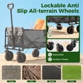 thumbnail image 4 of Gianna Collapsible Folding Wagon, Heavy Large Capacity Garden Wagon, Big Bucket Beach Cart with Multi-Terrain Brake Wheels for Outdoor Camping, Shopping, 37" X 21" X 38"，Gray, 4 of 6