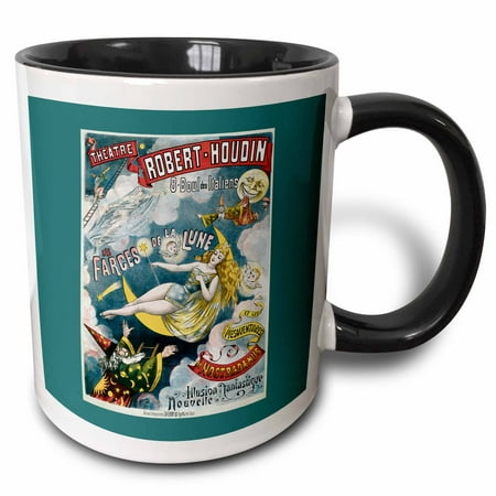 

3dRose Vintage George Melies French Magician Advertising Poster Two Tone Black Mug 11oz