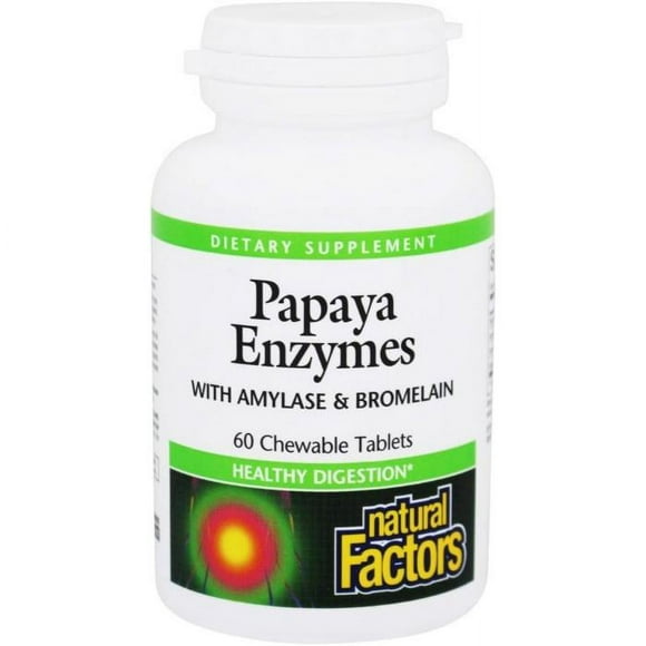 Natural Factors - Enzymes de Papaye avec Amylase et Bromélaïne Tailles Multiples
