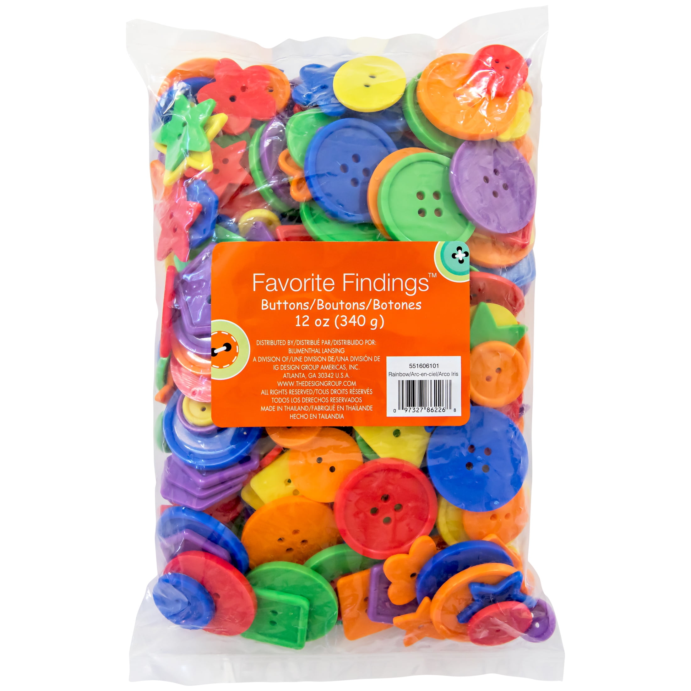 Favorite Findings Multicolor Rainbow Assorted Sew Thru Value Megabag Buttons, 12 Ounces