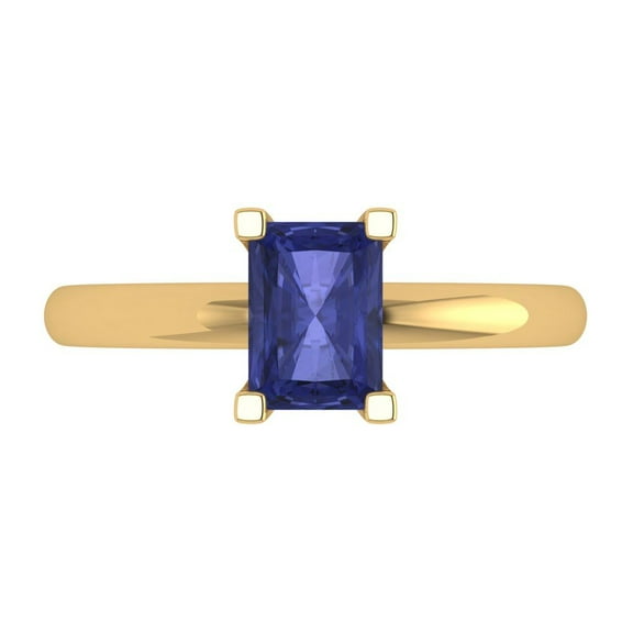 Solitaire Engagement Ring for Women - 1ct Simulated Tanzanite in 18K Yellow Gold Promise Ring