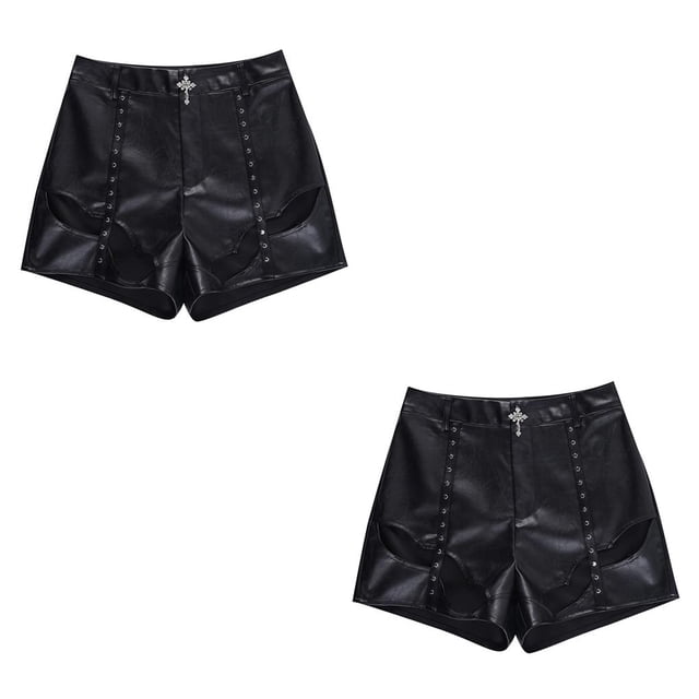 Qarigey Pantalones cortos de verano de estilo gótico para mujer, disfraz de niña, pantalones de cintura alta, ropa de calle de Color sólido, S 2piezas