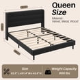 thumbnail image 3 of Frostbloom Queen Size Velvet Upholstered Platform Bed Frame with Wingback Headboard, No Box Spring Needed, Black, 3 of 8