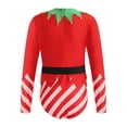thumbnail image 4 of TSSOE Kids Girls Christmas Elf Santa Outfits Long Sleeves Christmas Leotard Bodysuit Dancewear Red 14, 4 of 6