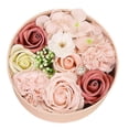 thumbnail image 1 of Jabón de flores en caja redonda pequeña, jabón de baño de lujo con aroma a flores y tallo, jabón de flores con aceite esencial de plantas en caja de regalo, 1 of 8