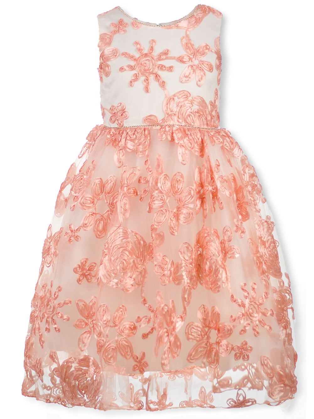 Pink Butterfly Pink Butterfly Girls' JewelTrimmed Festooned Dress