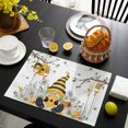 thumbnail image 3 of Yellow Gnomes Placemats Set of 6, Bees Spring Floral Daisy Branches Placemats for Dining Table, Place Mats for Kitchen Tabletop, Waterproof Wipeable Dining Table Mats Set, 3 of 9