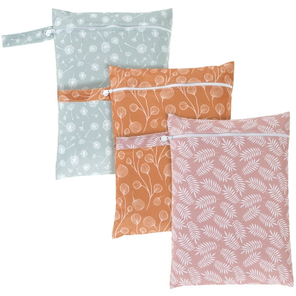 Grusce 3Pcs Wet Bags with Zipper Closure Waterproof Wet Storage Bag Large Capacity Wet Dry Bag Reusable Wet Clothes Bag Portable Bathing Suit Bags for Swimsuits Baby Diapers Beach Pool