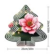 thumbnail image 3 of Stylish Metal Hanging Christmas Tree Wind Spinner - Intricate Design with Green Leaves & Pink Flower for Festive Yard Decor, 3 of 7