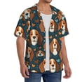 thumbnail image 4 of Xecao offers the Cute Puppy for Men's Casual Short-sleeved Shirt, a button-up collared shirt with a pocket, perfect for beach vacations and yacht travel in the Large size., 4 of 7