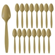 Party City Disposable Plastic Spoons, 16 Count (Gold) - Go Brightly Heavy Duty Classic Reuseable Plastic Spoons - Premium Party Supplies Cutlery
