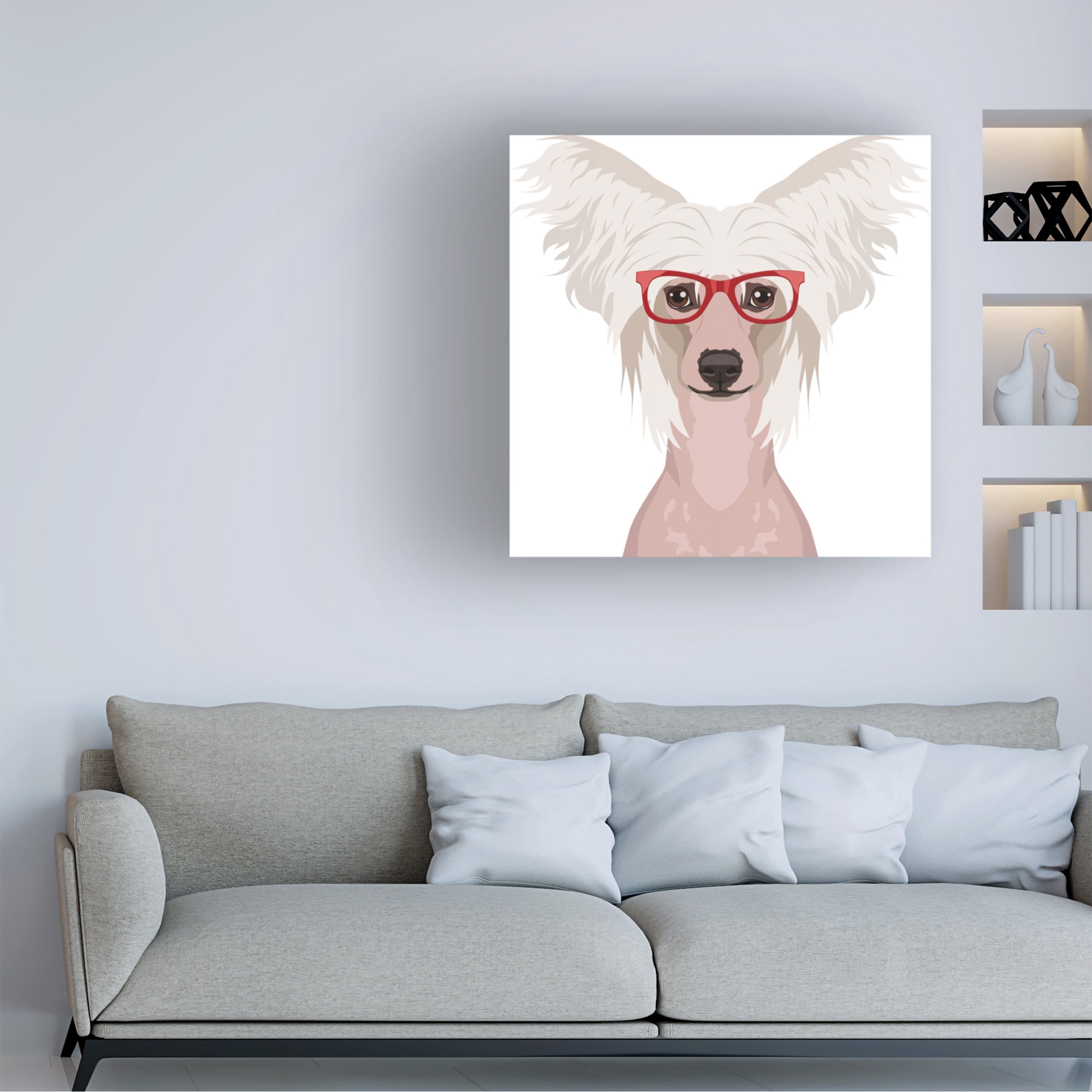 Furbaby Affiliates 'Chinese Crested Wearing Hipster Glasses' Canvas Art