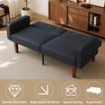 thumbnail image 5 of MIKIBAMA 68.11 Inch Black 2 Seat Fabric Mid Century Modern Convertible Futon Sofa Bed Tufted Split Back With Solid Wood Legs for Small Spaces, 5 of 7