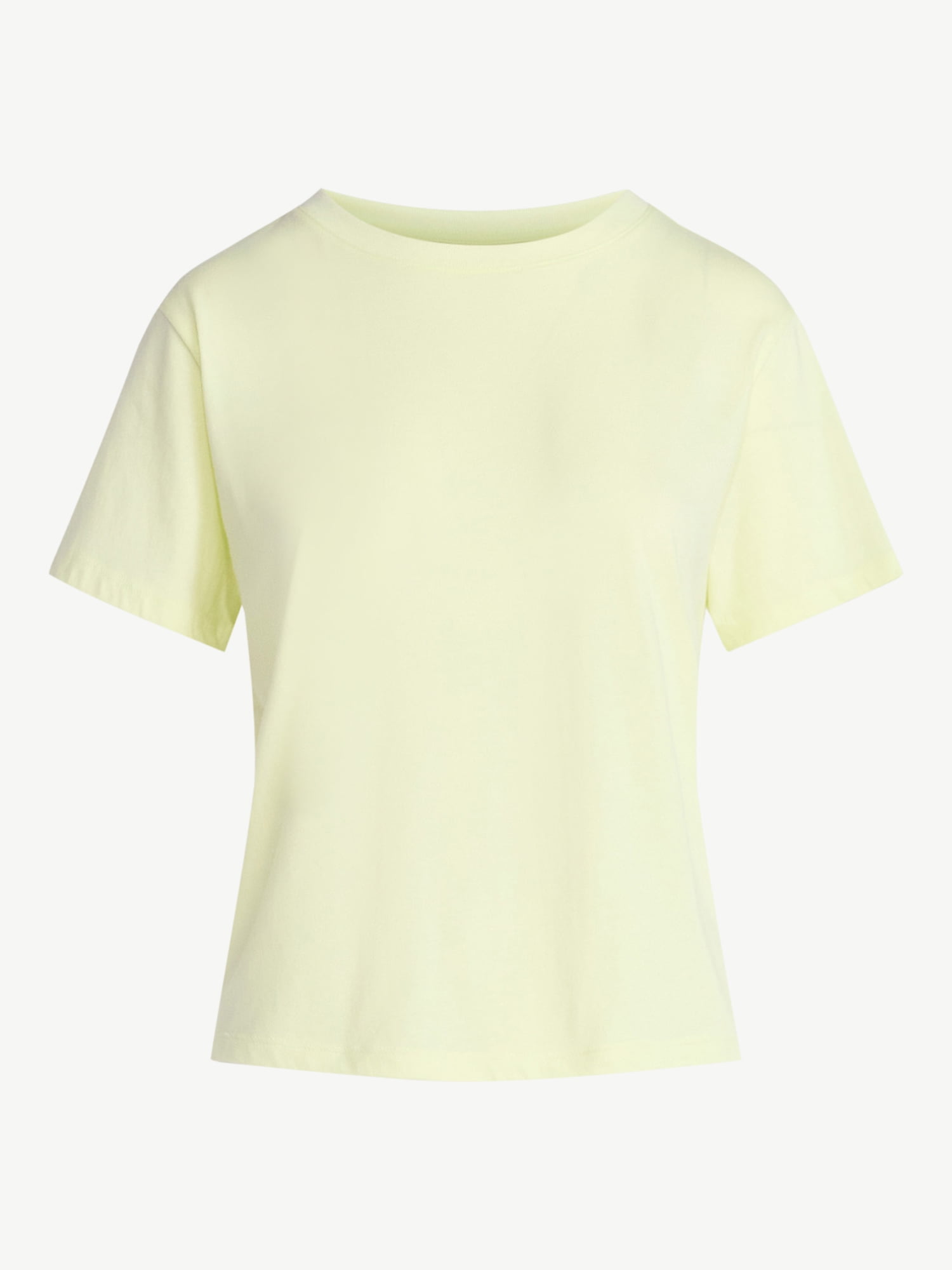 Free Assembly Women's and Women's Plus Cotton Cropped Boxy Tee with Short Sleeves, Sizes XS-4X