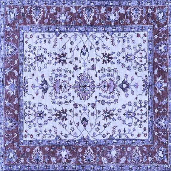 Ahgly Company Machine Washable Indoor Square Persian Blue Traditional Area Rugs, 6' Square