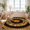 thumbnail image 3 of Design&I 8'x10' Washable Area Rug Sleek Flatweave Pet Friendly Wet Retro Vinyl Disc Cd Motif Featuring Radial Tapete Redondo for King Size Bedroom, Under Bed, 3 of 7
