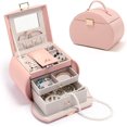 thumbnail image 1 of Princess Style Jewelry Box with Mirror, All-in-One Jewelry Organizer for Earring, Necklace, Ring and Bracelet, Large Capacity Jewelry Display Storage Case (Pink), 1 of 5