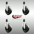 thumbnail image 2 of 5 Inch 316SS Hard Rubber Wheel Swivel 1-5/8 Inch Expanding Stem Caster Set SCC, 2 of 2