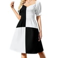 thumbnail image 1 of Robe Contrastée Quad Noir et Blanc Robes de Soirée Robe d'Été pour Femmes 2024, 1 of 5