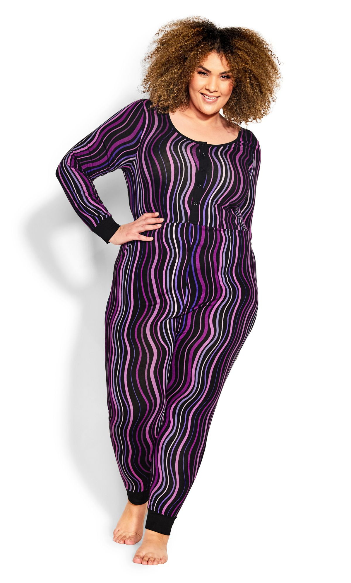 Avenue Women's Plus Size Cotton Blend Relaxed Fit Print Onesie - Walmart.com