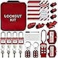 thumbnail image 2 of Lockout Tagout Kit Electrical Loto - Clamp-On Circuit Breaker Lockout, Group Lockout Hasps, Lockout Tag, Universal Multi- Pole Breaker with Pocket Bag (Bigger Red Kit), 2 of 4