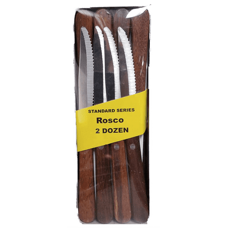 

Restaurant Grade Serrated Steak Knife Set of 24 (2 Dozen) Wood/Stainless Steel