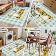 thumbnail image 6 of Yellow Sunflower Area Rug 4'x6', Gnomes Teal Checkered Farmhouse Art Washable Non-Slip Rugs, Low Pile Large Carpet for Living Room Bedroom Dining Room Kitchen Office Indoor Mat, 6 of 9