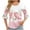 Pink, variant on HOMBOM Pink Tops for Women Crew Neck Half Sleeve Pullover Casual Floral Front Pleated Ruffle Sleeve Tee